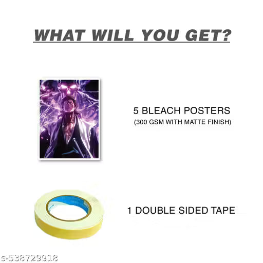 5 Bleach Anime Wall Posters Set - Bold Aggressive Manga Art, 22x32 cm, 300 GSM Cardstock, HD Vibrant Collage Kit, No Adhesive, Perfect Anime Wall Decor for Bedroom, Dorm, Gaming Room, Manga Fans