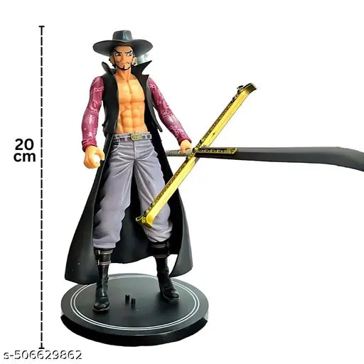 Anime One Piece Figurine - Mihawk Action Figure | Height-20cm | Highly Detailed PVC Material Without Box (One Piece Anime Figure - Mihawk with Sword)