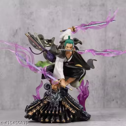 Anime One Piece Roronoa Zoro Action Figure Height- 19cm Authentic Design, Highly Detailed-Exact Replica of Image (With Box)