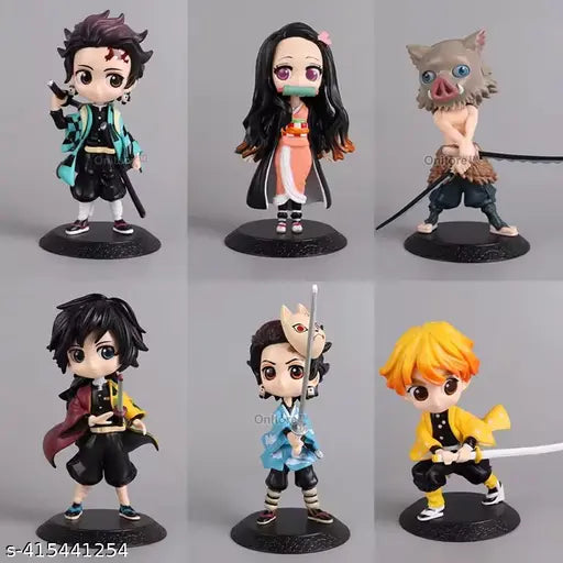 Anime Demon Slayer 6pcs Set Action Figure Height- 7cm Authentic Design, Highly Detailed-Exact Replica of Image Miniture figure